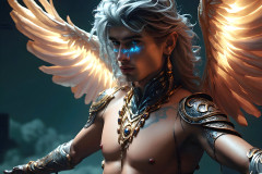 Male Angels of the Holy Divine - The Young & The Beautiful: AI Fantasy Photos of Handsome Male Angels in Elegant Divine Armor,living in the golden city,with Vibrant Holy Wings.