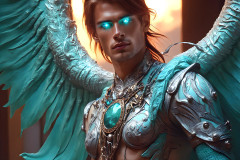 Male Angels of the Holy Divine - The Young & The Beautiful: AI Fantasy Photos of Handsome Male Angels in Elegant Divine Armor,living in the golden city,with Vibrant Holy Wings.