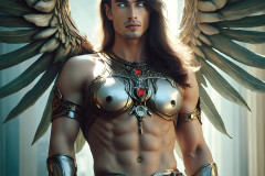 Male Angels of the Holy Divine - The Young & The Beautiful: AI Fantasy Photos of Handsome Male Angels in Elegant Divine Armor,living in the golden city,with Vibrant Holy Wings.