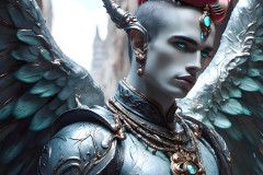 Male Angels of the Holy Divine - The Young & The Beautiful: AI Fantasy Photos of Handsome Male Angels in Elegant Divine Armor,living in the golden city,with Vibrant Holy Wings.
