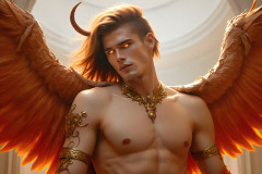 Male Angels of the Holy Divine - The Young & The Beautiful: AI Fantasy Photos of Handsome Male Angels in Elegant Divine Armor,living in the golden city,with Vibrant Holy Wings.