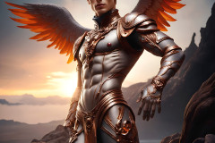 Male Angels of the Holy Divine - The Young & The Beautiful: AI Fantasy Photos of Handsome Male Angels in Elegant Divine Armor,living in the golden city,with Vibrant Holy Wings.