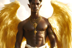 Male Angels of the Holy Divine - The Young & The Beautiful: AI Fantasy Photos of Handsome Male Angels in Elegant Divine Armor,living in the golden city,with Vibrant Holy Wings.