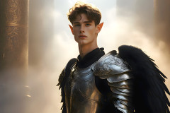 Male Angels of the Holy Divine - The Young & The Beautiful: AI Fantasy Photos of Handsome Male Angels in Elegant Divine Armor,living in the golden city,with Vibrant Holy Wings.