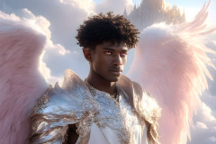 Male Angels of the Holy Divine - The Young & The Beautiful: AI Fantasy Photos of Handsome Male Angels in Elegant Divine Armor,living in the golden city,with Vibrant Holy Wings.