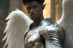 Male Angels of the Holy Divine - The Young & The Beautiful: AI Fantasy Photos of Handsome Male Angels in Elegant Divine Armor,living in the golden city,with Vibrant Holy Wings.