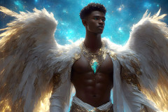 Male Angels of the Holy Divine - The Young & The Beautiful: AI Fantasy Photos of Handsome Male Angels in Elegant Divine Armor,living in the golden city,with Vibrant Holy Wings.
