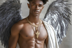 Male Angels of the Holy Divine - The Young & The Beautiful: AI Fantasy Photos of Handsome Male Angels in Elegant Divine Armor,living in the golden city,with Vibrant Holy Wings.