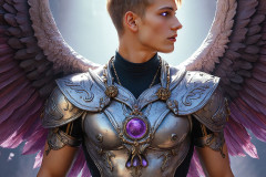 Male Angels of the Holy Divine - The Young & The Beautiful: AI Fantasy Photos of Handsome Male Angels in Elegant Divine Armor,living in the golden city,with Vibrant Holy Wings.