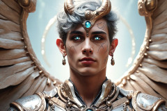 Male Angels of the Holy Divine - The Young & The Beautiful: AI Fantasy Photos of Handsome Male Angels in Elegant Divine Armor,living in the golden city,with Vibrant Holy Wings.