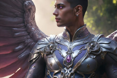 Male Angels of the Holy Divine - The Young & The Beautiful: AI Fantasy Photos of Handsome Male Angels in Elegant Divine Armor,living in the golden city,with Vibrant Holy Wings.