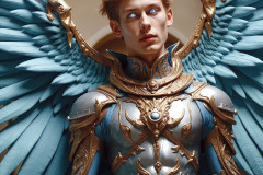 Male Angels of the Holy Divine - The Young & The Beautiful: AI Fantasy Photos of Handsome Male Angels in Elegant Divine Armor,living in the golden city,with Vibrant Holy Wings.