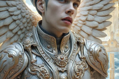 Male Angels of the Holy Divine - The Young & The Beautiful: AI Fantasy Photos of Handsome Male Angels in Elegant Divine Armor,living in the golden city,with Vibrant Holy Wings.