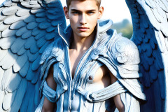Male Angels of the Holy Divine - The Young & The Beautiful: AI Fantasy Photos of Handsome Male Angels in Elegant Divine Armor,living in the golden city,with Vibrant Holy Wings.