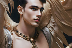 Male Angels of the Holy Divine - The Young & The Beautiful: AI Fantasy Photos of Handsome Male Angels in Elegant Divine Armor,living in the golden city,with Vibrant Holy Wings.