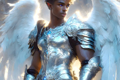 Male Angels of the Holy Divine - The Young & The Beautiful: AI Fantasy Photos of Handsome Male Angels in Elegant Divine Armor,living in the golden city,with Vibrant Holy Wings.