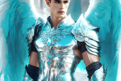 Male Angels of the Holy Divine - The Young & The Beautiful: AI Fantasy Photos of Handsome Male Angels in Elegant Divine Armor,living in the golden city,with Vibrant Holy Wings.