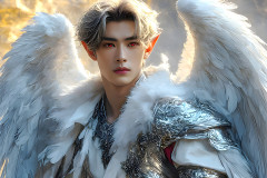 Male Angels of the Holy Divine - The Young & The Beautiful: AI Fantasy Photos of Handsome Male Angels in Elegant Divine Armor,living in the golden city,with Vibrant Holy Wings.