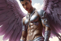 Male Angels of the Holy Divine - The Young & The Beautiful: AI Fantasy Photos of Handsome Male Angels in Elegant Divine Armor,living in the golden city,with Vibrant Holy Wings.