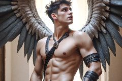 Male Angels of the Holy Divine - The Young & The Beautiful: AI Fantasy Photos of Handsome Male Angels in Elegant Divine Armor,living in the golden city,with Vibrant Holy Wings.
