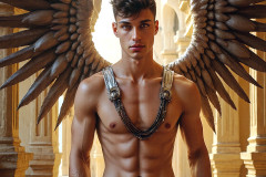 Male Angels of the Holy Divine - The Young & The Beautiful: AI Fantasy Photos of Handsome Male Angels in Elegant Divine Armor,living in the golden city,with Vibrant Holy Wings.