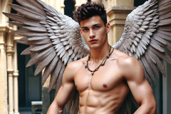 Male Angels of the Holy Divine - The Young & The Beautiful: AI Fantasy Photos of Handsome Male Angels in Elegant Divine Armor,living in the golden city,with Vibrant Holy Wings.