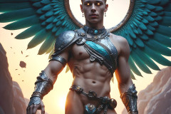 Male Angels of the Holy Divine - The Young & The Beautiful: AI Fantasy Photos of Handsome Male Angels in Elegant Divine Armor,living in the golden city,with Vibrant Holy Wings.