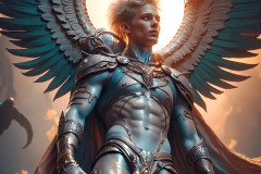 Male Angels of the Holy Divine - The Young & The Beautiful: AI Fantasy Photos of Handsome Male Angels in Elegant Divine Armor,living in the golden city,with Vibrant Holy Wings.