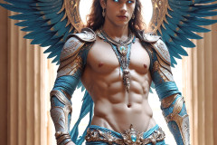 Male Angels of the Holy Divine - The Young & The Beautiful: AI Fantasy Photos of Handsome Male Angels in Elegant Divine Armor,living in the golden city,with Vibrant Holy Wings.
