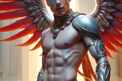 Male Angels of the Holy Divine - The Young & The Beautiful: AI Fantasy Photos of Handsome Male Angels in Elegant Divine Armor,living in the golden city,with Vibrant Holy Wings.