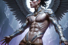 Male Angels of the Holy Divine - The Young & The Beautiful: AI Fantasy Photos of Handsome Male Angels in Elegant Divine Armor,living in the golden city,with Vibrant Holy Wings.