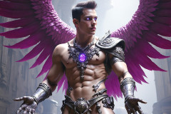 Male Angels of the Holy Divine - The Young & The Beautiful: AI Fantasy Photos of Handsome Male Angels in Elegant Divine Armor,living in the golden city,with Vibrant Holy Wings.