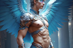 Male Angels of the Holy Divine - The Young & The Beautiful: AI Fantasy Photos of Handsome Male Angels in Elegant Divine Armor,living in the golden city,with Vibrant Holy Wings.