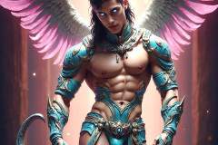 Male Angels of the Holy Divine - The Young & The Beautiful: AI Fantasy Photos of Handsome Male Angels in Elegant Divine Armor,living in the golden city,with Vibrant Holy Wings.