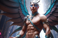 Male Angels of the Holy Divine - The Young & The Beautiful: AI Fantasy Photos of Handsome Male Angels in Elegant Divine Armor,living in the golden city,with Vibrant Holy Wings.