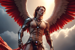 Male Angels of the Holy Divine - The Young & The Beautiful: AI Fantasy Photos of Handsome Male Angels in Elegant Divine Armor,living in the golden city,with Vibrant Holy Wings.