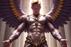 Male Angels of the Holy Divine - The Young & The Beautiful: AI Fantasy Photos of Handsome Male Angels in Elegant Divine Armor,living in the golden city,with Vibrant Holy Wings.