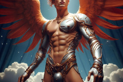 Male Angels of the Holy Divine - The Young & The Beautiful: AI Fantasy Photos of Handsome Male Angels in Elegant Divine Armor,living in the golden city,with Vibrant Holy Wings.