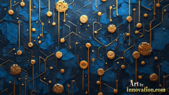 Amazing Graphics Art Collection: Gold,Blue,& Black Technology - HD Desktop Wallpaper & Backgrounds.