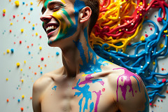 Paint Splat Fun - Hot men having fun with body paint.