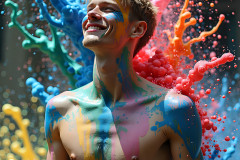 Paint Splat Fun - Hot men having fun with body paint.