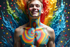 Paint Splat Fun - Hot men having fun with body paint.