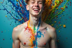 Paint Splat Fun - Hot men having fun with body paint.