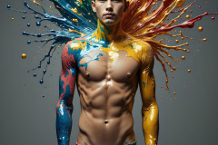 Paint Splat Fun - Hot men having fun with body paint.