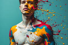 Paint Splat Fun - Hot men having fun with body paint.