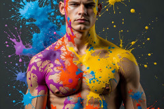 Paint Splat Fun - Hot men having fun with body paint.