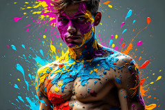 Paint Splat Fun - Hot men having fun with body paint.