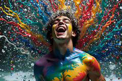 Paint Splat Fun - Hot men having fun with body paint.