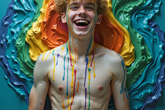 Paint Splat Fun - Hot men having fun with body paint.