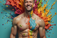 Paint Splat Fun - Hot men having fun with body paint.